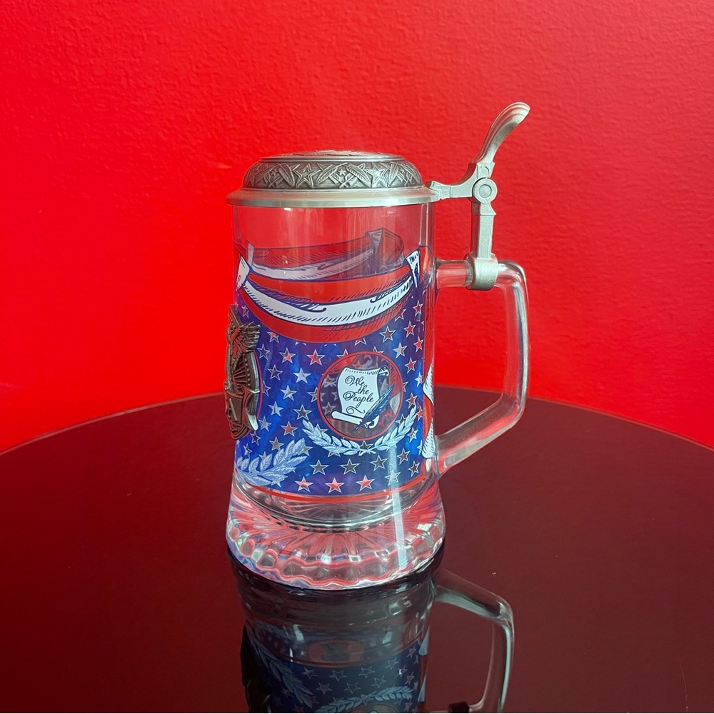 Pewter Glass USA Beer Stein